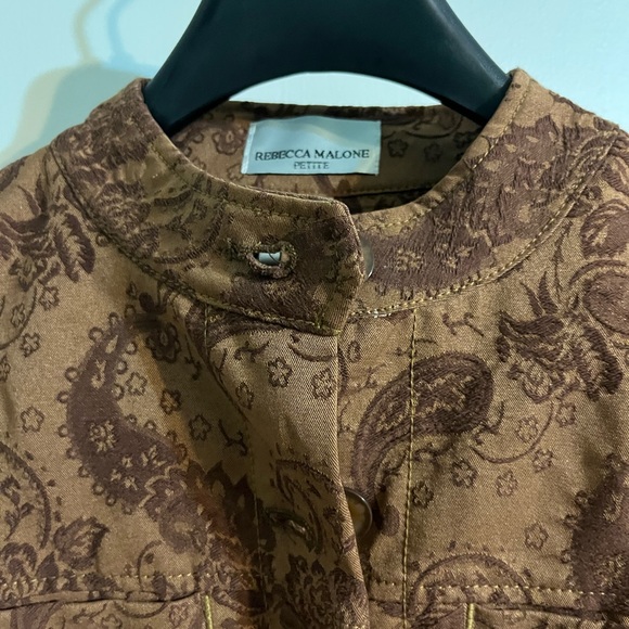 Rebecca Malone light-weight jacket in tan and brown.  Petite medium size. - Picture 4 of 6